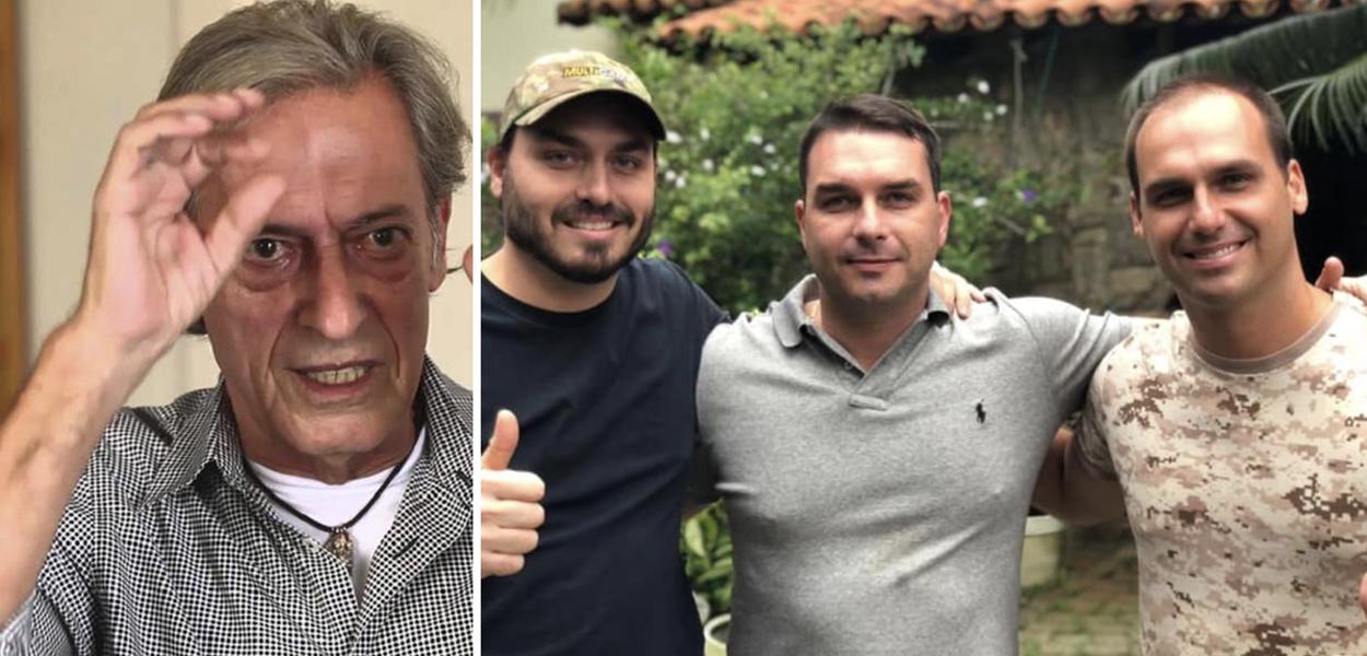 José Simão; Carlos, Flávio e Eduardo Bolsonaro (Foto: Reprodução) José Simão; Carlos, Flávio e Eduardo Bolsonaro