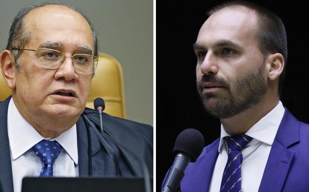 Gilmar Mendes e Eduardo Bolsonaro (Foto: Fellipe Sampaio/STF | Cleia Viana/Câmara dos Deputados) Gilmar Mendes e Eduardo Bolsonaro