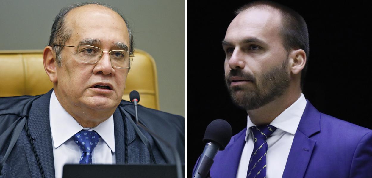 Gilmar Mendes e Eduardo Bolsonaro (Foto: Fellipe Sampaio/STF | Cleia Viana/Câmara dos Deputados) Gilmar Mendes e Eduardo Bolsonaro