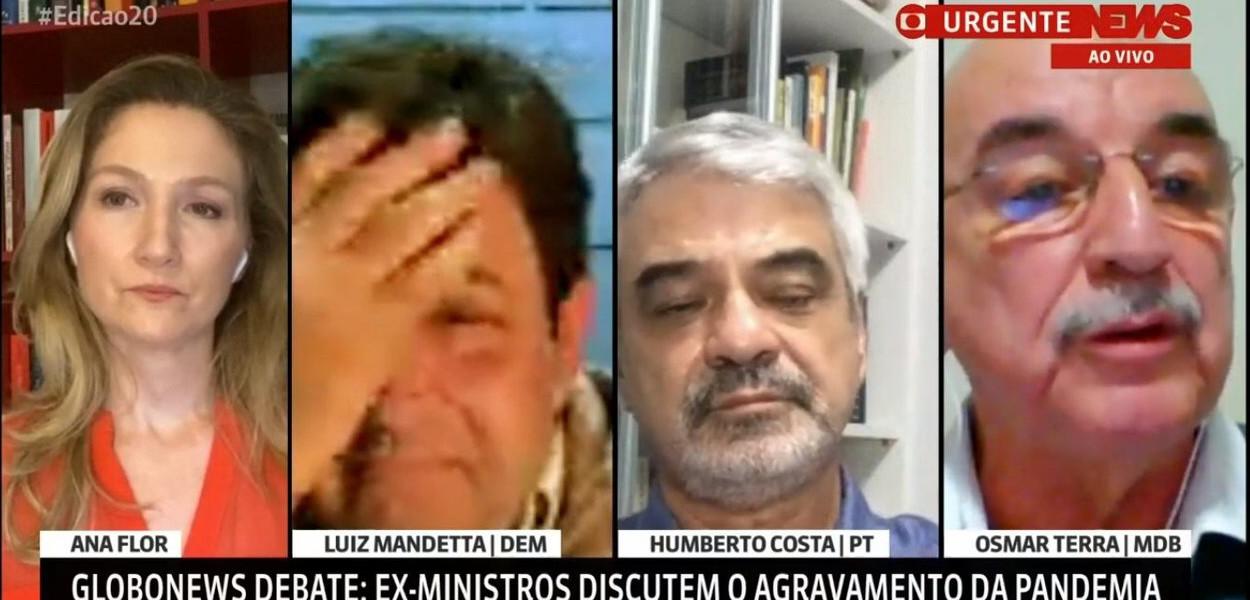 Ana Flor, Luiz Henrique Mandetta, Humberto Costa e Osmar Terra (Foto: Reprodução/Globonews) Ana Flor, Luiz Henrique Mandetta, Humberto Costa e Osmar Terra
