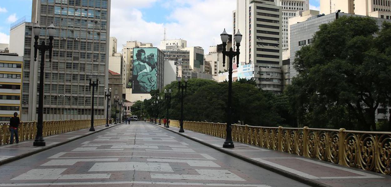 Viaduto Santa Ifigꮩa durante a quarentena. (Foto: Rovena Rosa/Agência Brasil) Viaduto Santa Ifigꮩa durante a quarentena.