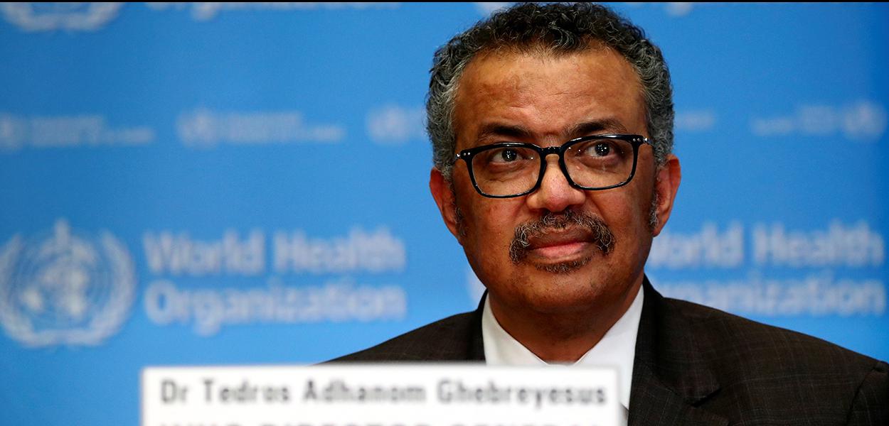 Chefe da OMS, Tedros Adhanom Ghebreyesus, durante entrevista coletiva sobre situação do coronavírus (Foto: REUTERS/Denis Balibouse) Chefe da OMS, Tedros Adhanom Ghebreyesus, durante entrevista coletiva sobre situação do coronavírus