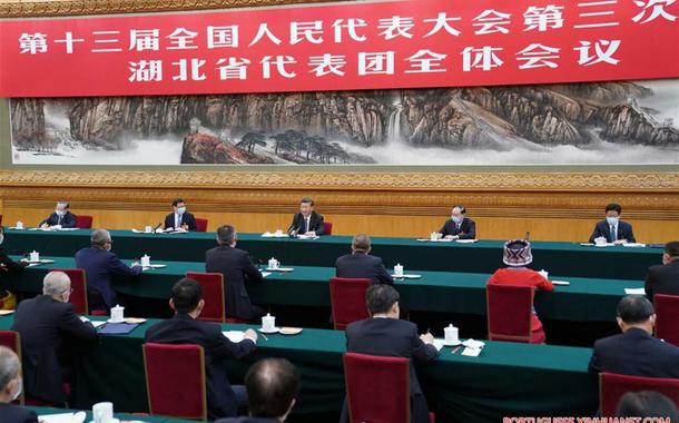 O presidente Xi em sessão do Parlamento chinês (Foto: Xinhua) O presidente Xi em sessão do Parlamento chinês