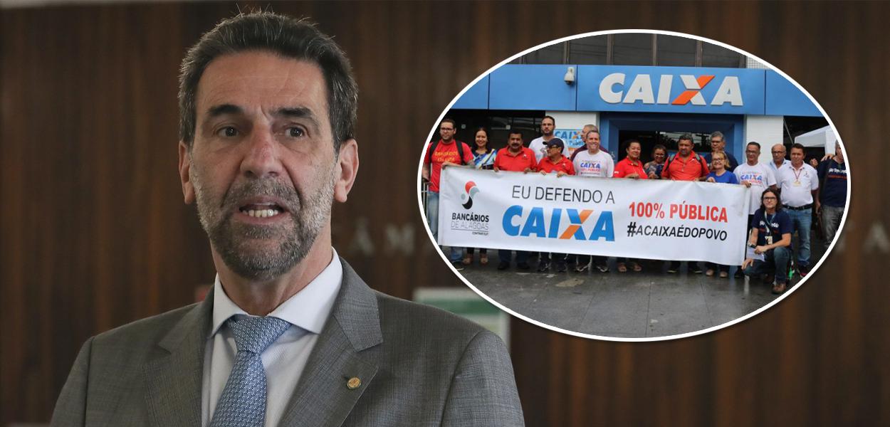 Enio Verri e protesto contra privatização da Caixa (Foto: Lula Marques | Sintel) Enio Verri e protesto contra privatização da Caixa