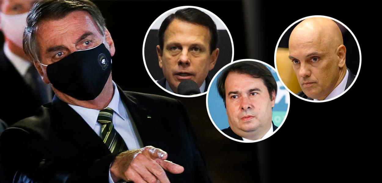 Jair Bolsonaro, João Doria, Rodrigo Maia e Alexandre de Moraes (Foto: ABr | STF | GOVSP | Câmara) Jair Bolsonaro, João Doria, Rodrigo Maia e Alexandre de Moraes