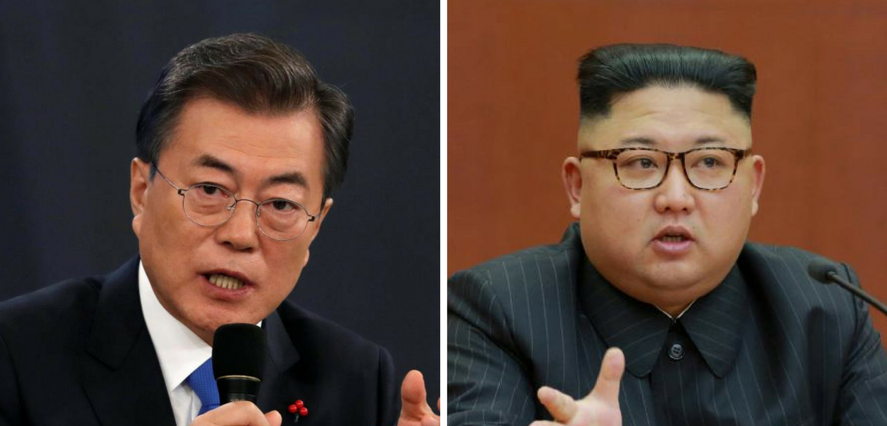 Os presidentes da Coreia do Sul (E) e do Norte Os presidentes da Coreia do Sul (E) e do Norte