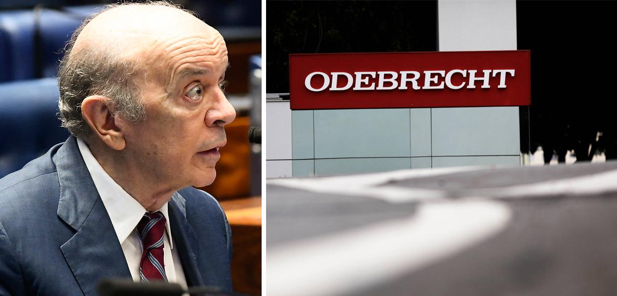 José Serra e fachada da Odebrecht