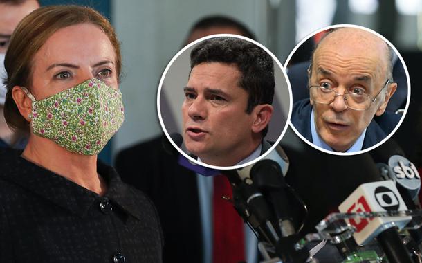 Gleisi Hoffmann, Sérgio Moro e José Serra (Foto: Lula Marques | ABr | Geraldo Magela/Agência Senado) Gleisi Hoffmann, Sérgio Moro e José Serra