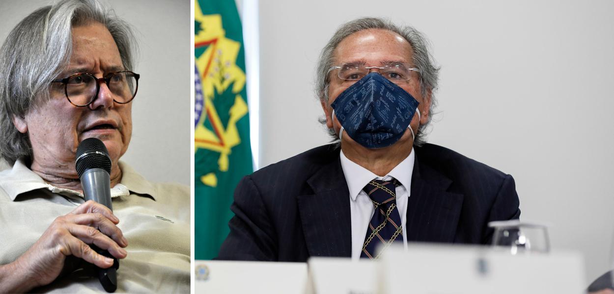 Paulo Moreira Leite e Paulo Guedes (Foto: Felipe Gonçalves/Brasil 247 | Isac Nóbrega/PR) Paulo Moreira Leite e Paulo Guedes