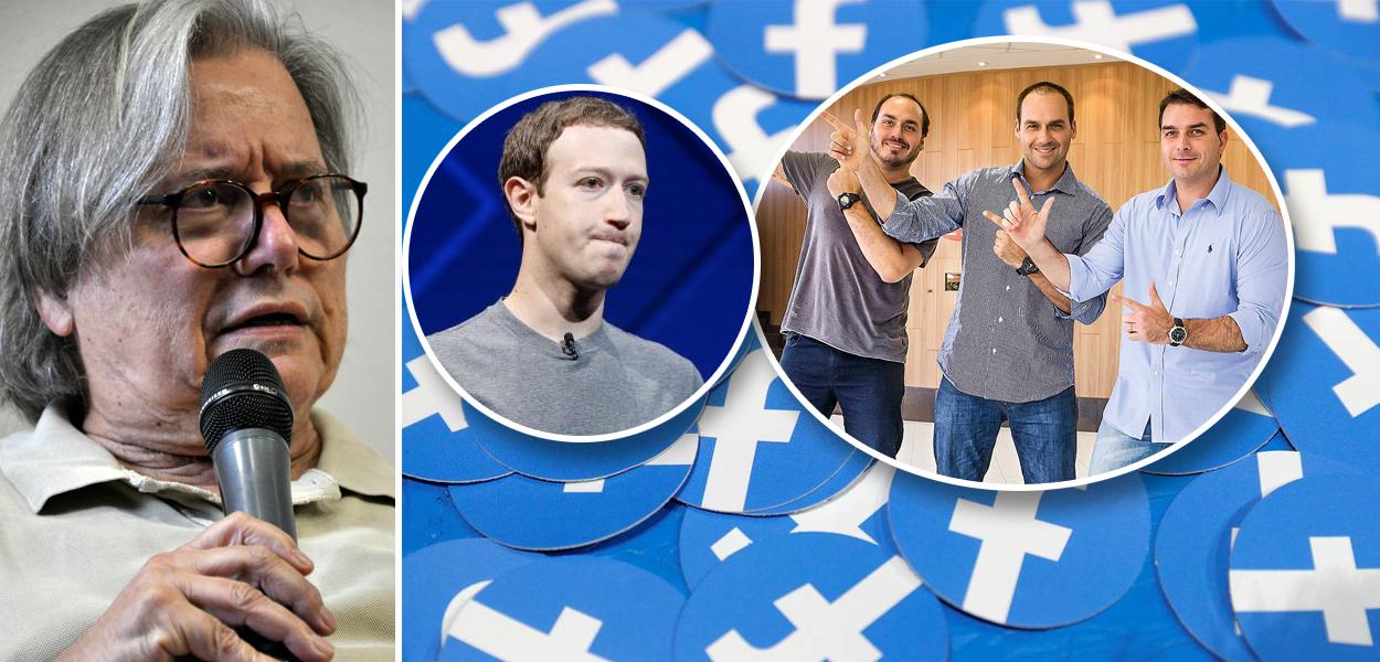Paulo Moreira Leite, Mark Zuckerberg e irmãos Bolsonaro (Foto: Felipe L. Gonçalves/Brasil247 | Reuters | Reprodução) Paulo Moreira Leite, Mark Zuckerberg e irmãos Bolsonaro