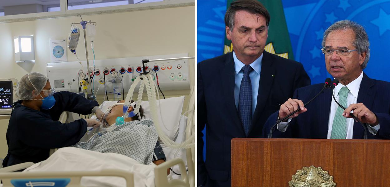 Bolsonar, Guedes e internações por Covid (Foto: REUTERS/Amanda Perobelli | Marcello Casal Jr/Agência Brasil) Bolsonar, Guedes e internações por Covid