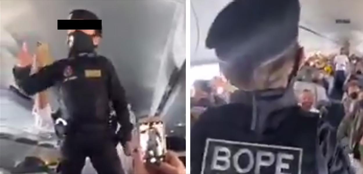 Menino fantasiado de capitão do Bope grita o nome de Bolsonaro (Foto: Reprodução) Menino fantasiado de capitão do Bope grita o nome de Bolsonaro