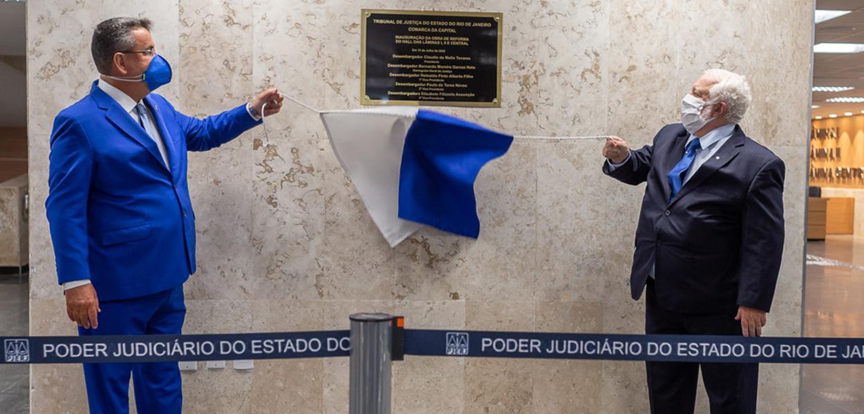 cúpula do Judiciário do Rio se reúne para inaugurar a reforma do hall dos elevadores (Foto: TJ/RJ) cúpula do Judiciário do Rio se reúne para inaugurar a reforma do hall dos elevadores