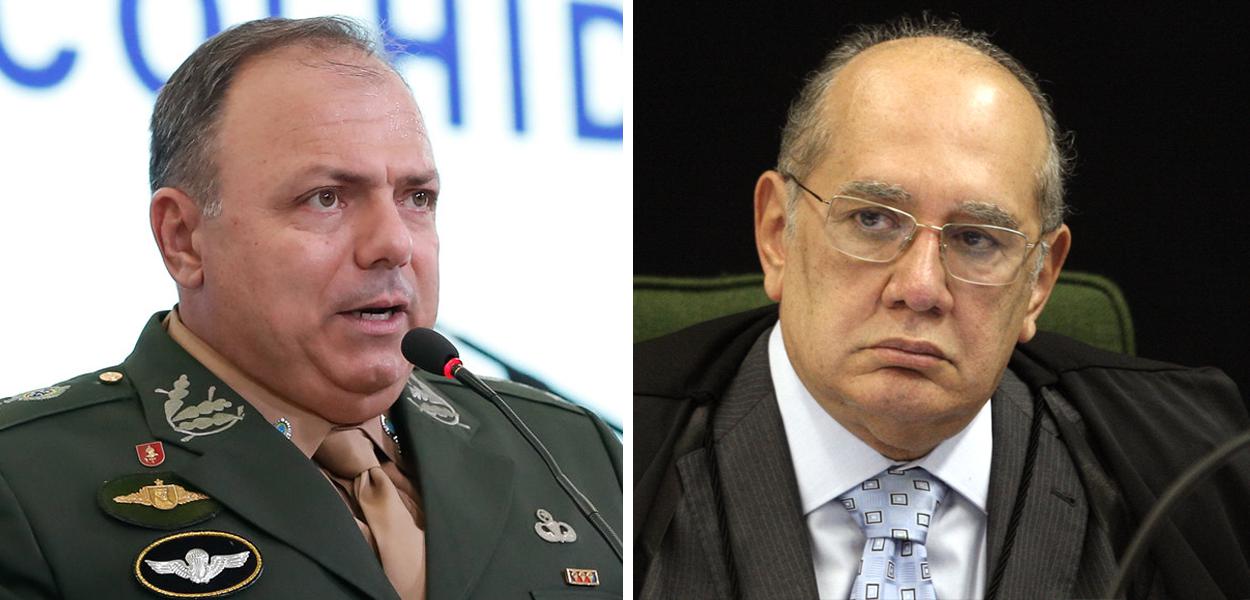 Eduardo Pazuello e Gilmar Mendes (Foto: Alan Santos/PR | Nelson Jr./SCO/STF) Eduardo Pazuello e Gilmar Mendes