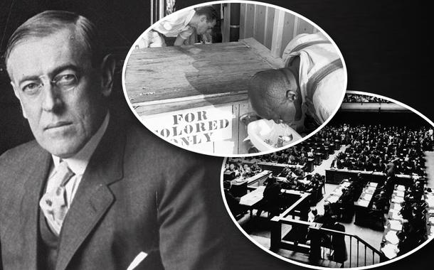 Woodrow Wilson, segregação racial nos EUA e reunião da Liga das Nações (Foto: Reprodução) Woodrow Wilson, segregação racial nos EUA e reunião da Liga das Nações