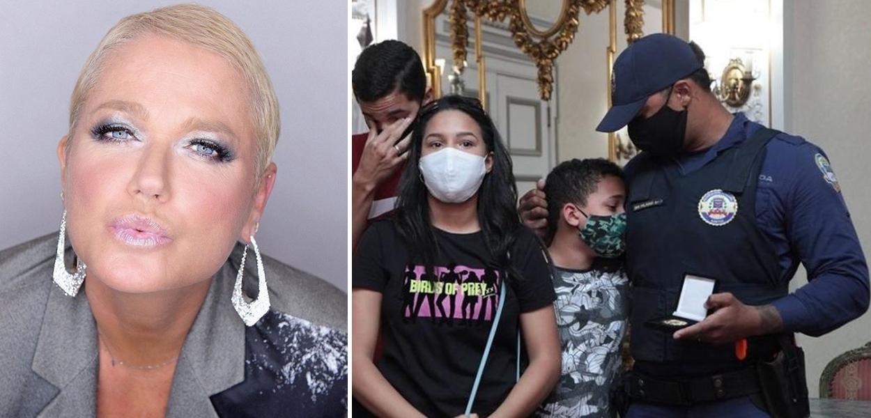 Xuxa e Família do guarda Cícero Hilário se emociona com homenagem ao pai (Foto: Reprodução/Instagram | Susan Hortas/Prefeitura de Santos) Xuxa e Família do guarda Cícero Hilário se emociona com homenagem ao pai