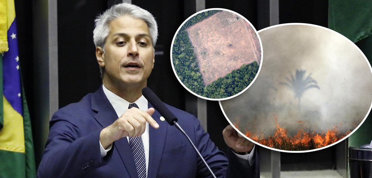 Alessandro Molon e queimadas na Amazônia (Foto: Luis Macedo/Câmara dos Deputados | Reuters) Alessandro Molon e queimadas na Amazônia