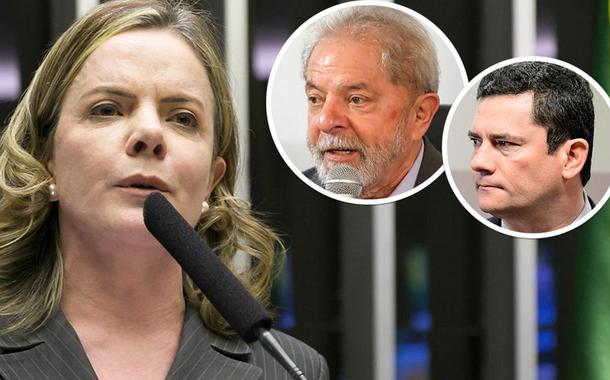 Gleisi Hoffmann, Lula e Sérgio Moro (Foto: Agência Senado - PR) Gleisi Hoffmann, Lula e Sérgio Moro