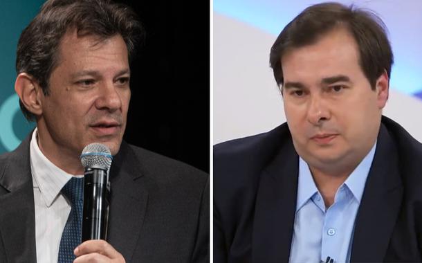 Fernando Haddad e Rodrigo Maia no Roda Viva (Foto: Mathieu Delmestre | Reprodução) Fernando Haddad e Rodrigo Maia no Roda Viva