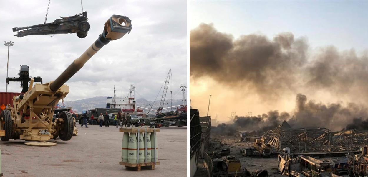 Porto de Beirute, Líbano, antes e depois (Foto: Reuters) Porto de Beirute, Líbano, antes e depois