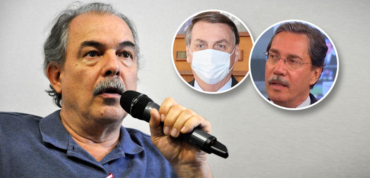 Aloízio Mercadante, Jair Bolsonaro e Merval Pereira (Foto: Felipe L. Gonçalves/Brasil247 | Isac Nóbrega/PR | Reprodução) Aloízio Mercadante, Jair Bolsonaro e Merval Pereira