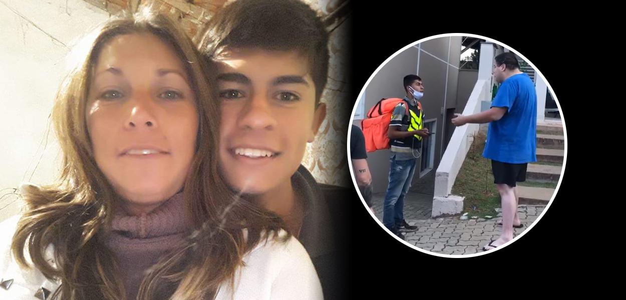 Maria Pires e seu filho, o entregador Matheus (Foto: Reprodução) Maria Pires e seu filho, o entregador Matheus