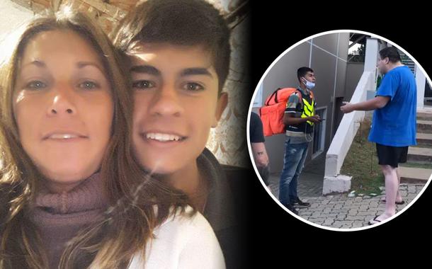 Maria Pires e seu filho, o entregador Matheus (Foto: Reprodução) Maria Pires e seu filho, o entregador Matheus