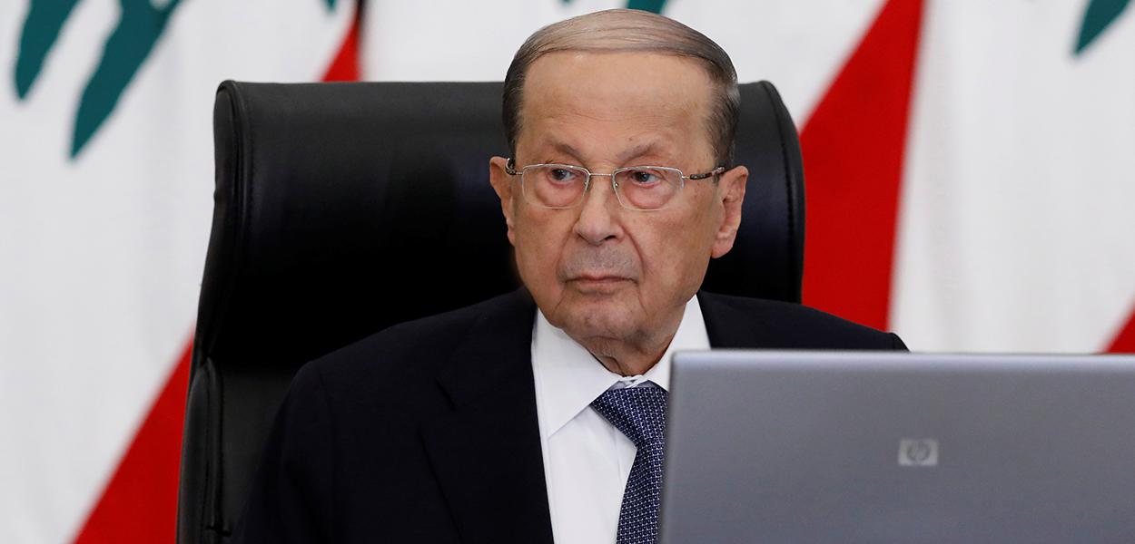 Presidente do Líbano, Michel Aoun, em Baabda (Foto: Dalati Nohra/Handout via REUTERS) Presidente do Líbano, Michel Aoun, em Baabda