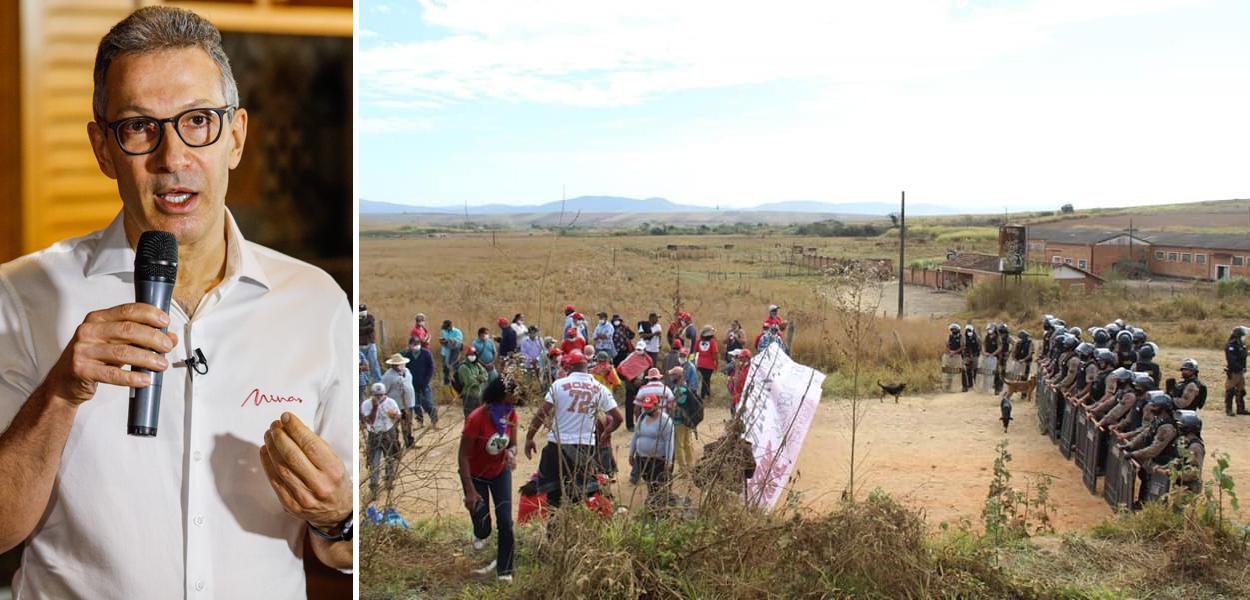 Romeu Zema; polícia avança sobre o acampamento Quilombo Campo Grande (Foto: Pedro Gontijo/Imprensa MG | Gean Gomes) www.brasil247.com - Romeu Zema; polícia avança sobre o acampamento Quilombo Campo Grande