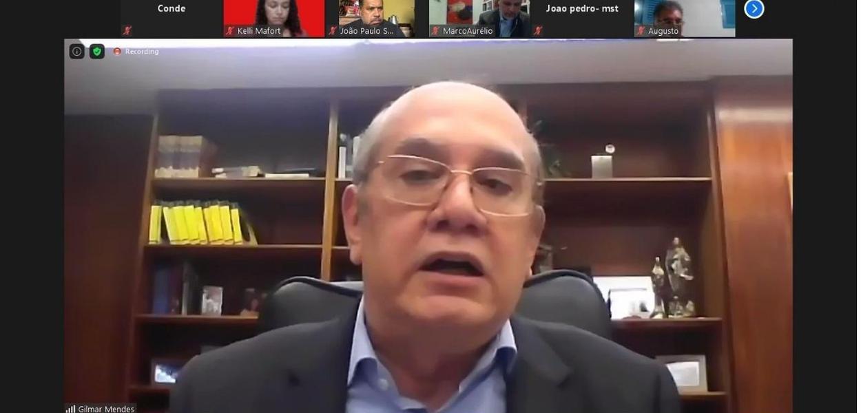 Gilmar Mendes participa de live com o MST (Foto: Reprodução) Gilmar Mendes participa de live com o MST