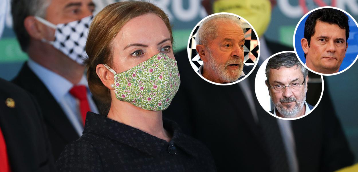 Gleisi Hoffmann, Lula, Palocci e Sérgio Moro (Foto: Lula Marques | Brasil247 | Reuters) Gleisi Hoffmann, Lula, Palocci e Sérgio Moro