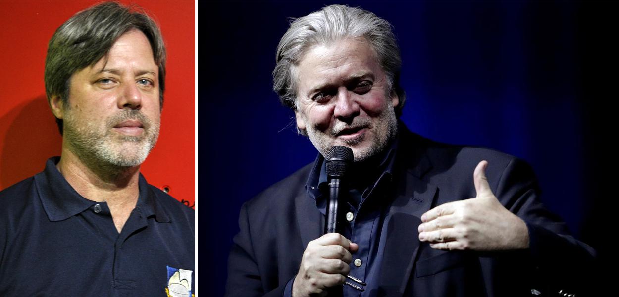 Brian Mier e Steve Bannon (Foto: Brasil 247 | Reuters) Brian Mier e Steve Bannon