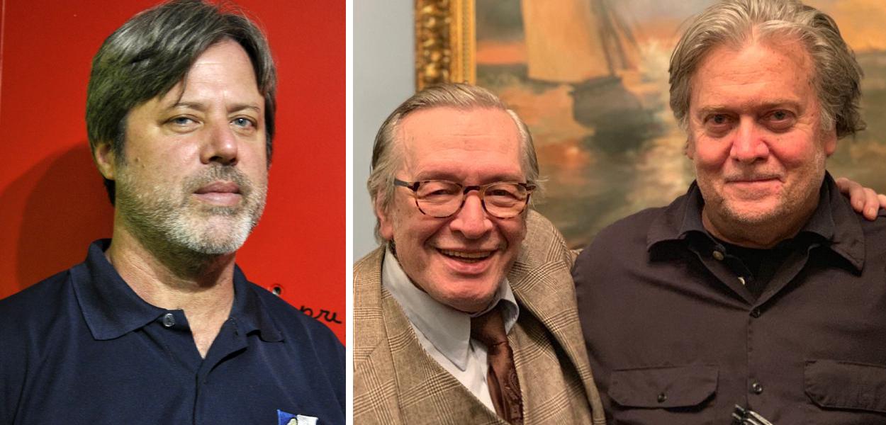 Brian Mier, Olavo de Carvalho e Steve Bannon (Foto: Felipe L. Gonçalves/Brasil247 | Reprodução/Instagram) Brian Mier, Olavo de Carvalho e Steve Bannon