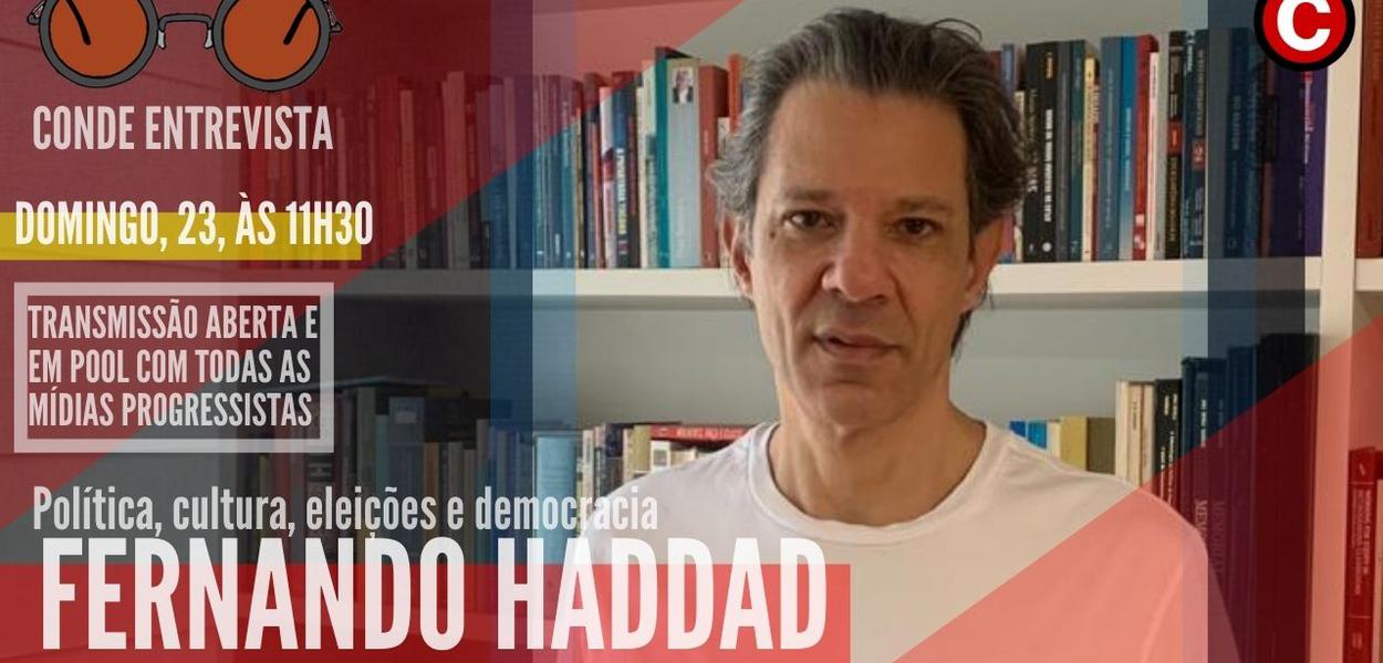 Fernando Haddad dá entrevista a Conde (Foto: Reprodução) Fernando Haddad dá entrevista a Conde