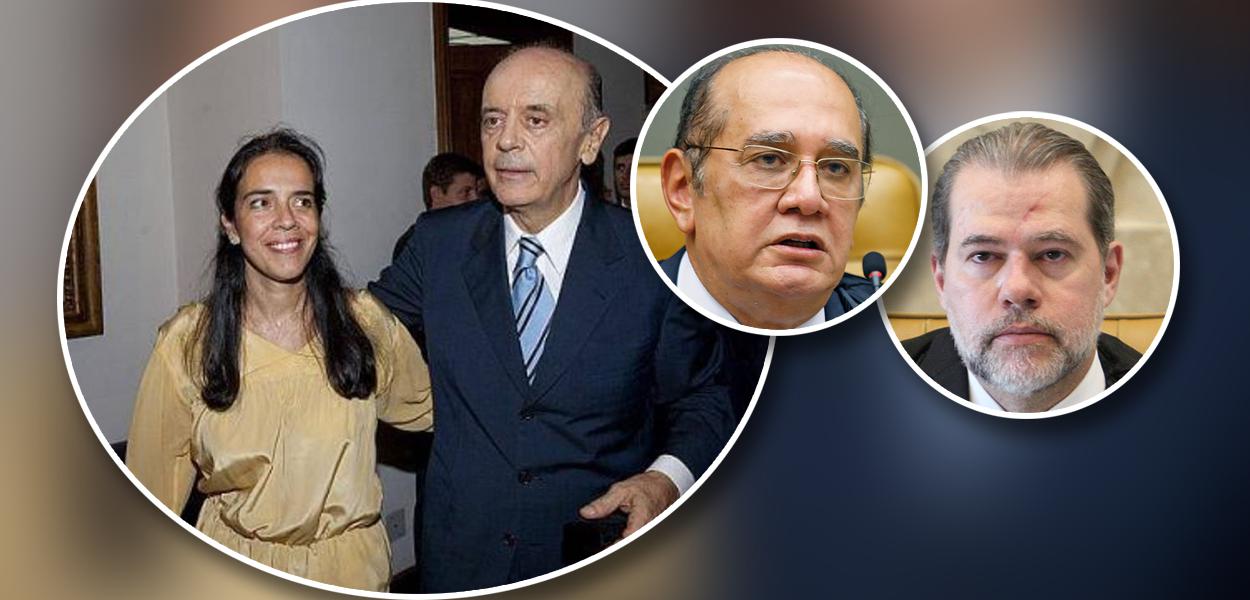 José Serra e sua filha Verônica Serra, Gilmar Mendes e Dias Toffoli (Foto: Reprodução | STF) José Serra e sua filha Verônica Serra, Gilmar Mendes e Dias Toffoli