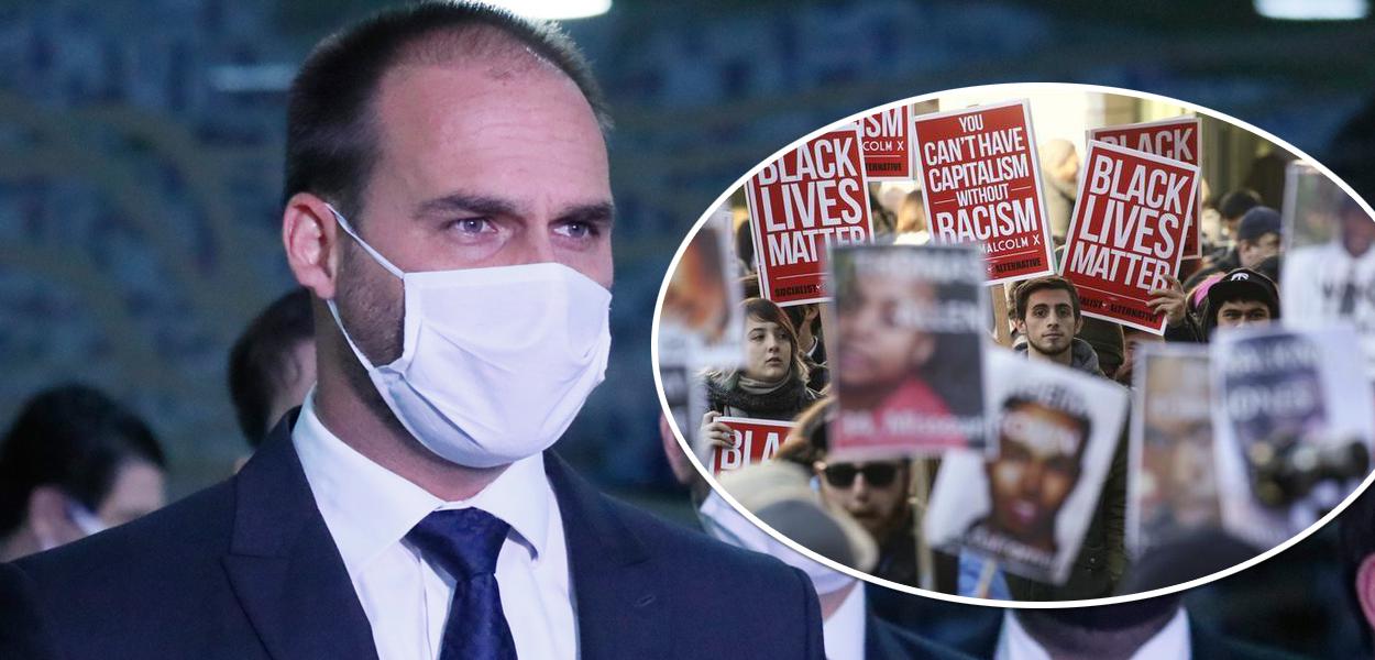 Eduardo Bolsonaro e protesto Black Lives Matter (Foto: Najara Araújo/Câmara dos Deputados | Reuters) Eduardo Bolsonaro e protesto Black Lives Matter