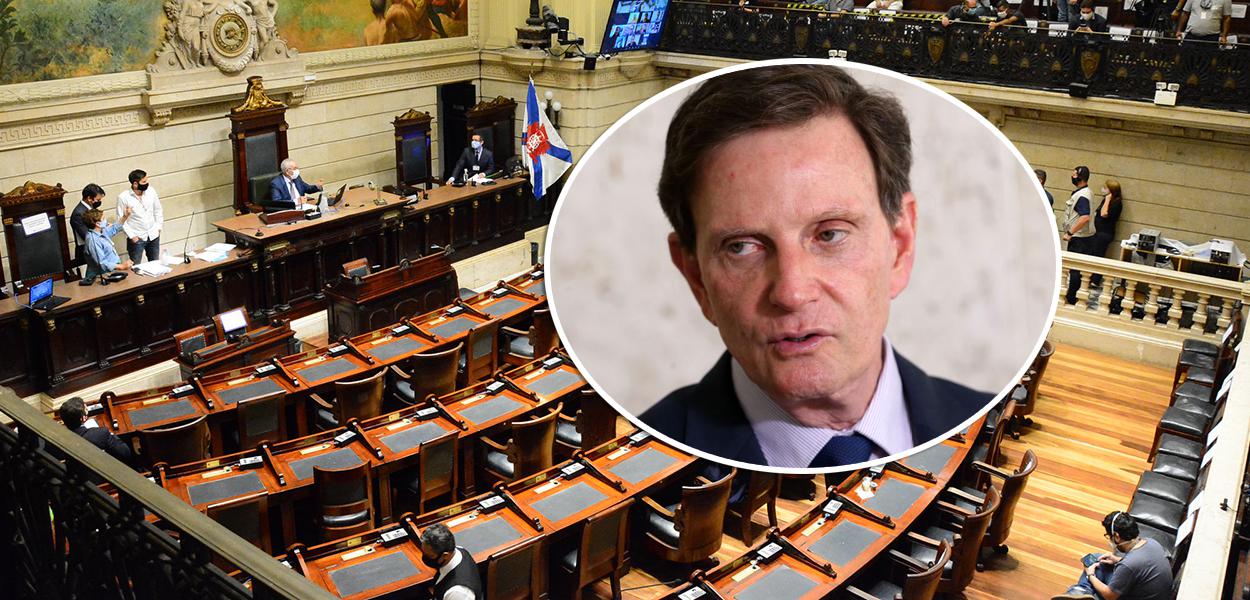 Plenário da Câmara Municipal do Rio de Janeiro e Marcelo Crivella (Foto: Eduardo Barreto/CMRJ | Antonio Cruz/Agência Brasil) Plenário da Câmara Municipal do Rio de Janeiro e Marcelo Crivella