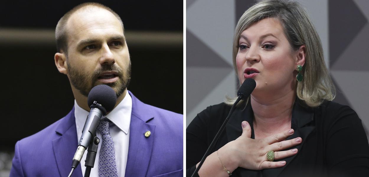 Eduardo Bolsonaro e Joice Hasselmann (Foto: Michel Jesus/ Câmara dos Deputados | Lula Marques) Eduardo Bolsonaro e Joice Hasselmann