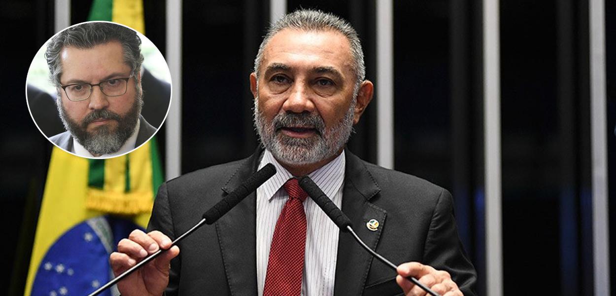 Telmário Mota e Ernesto Araújo (Foto: Esq.: EBC / Dir.: Agência Senado) Telmário Mota e Ernesto Araújo