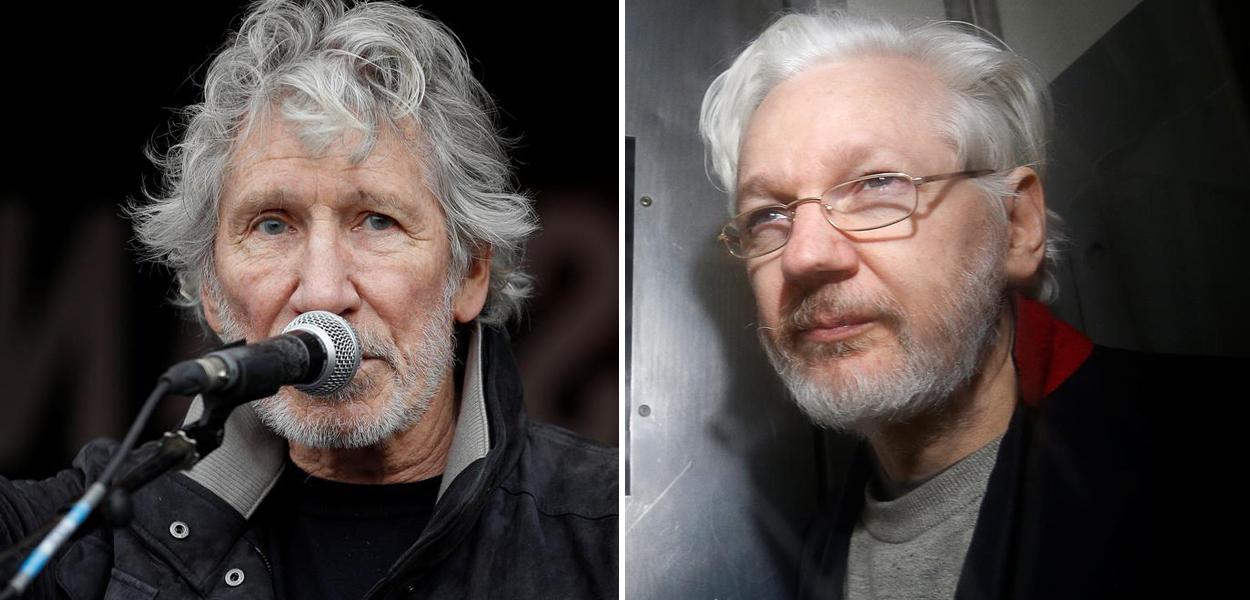 Roger Waters e Julian Assange (Foto: Reuters) Roger Waters e Julian Assange