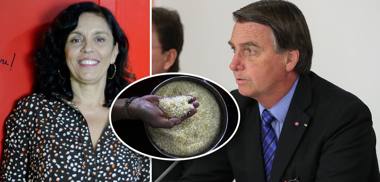 Cynara Menezes, arroz e Jair Bolsonaro (Foto: Brasil 247 | Reuters | Marcos Corrêa/PR) www.brasil247.com - Cynara Menezes, arroz e Jair Bolsonaro