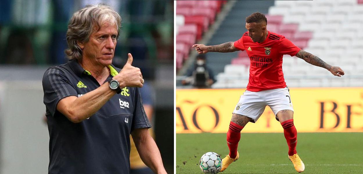 Jorge Jesus e Everton Cebolinha (Foto: Reuters/Amanda Perobelli© | Divulgação/Benfica) Jorge Jesus e Everton Cebolinha