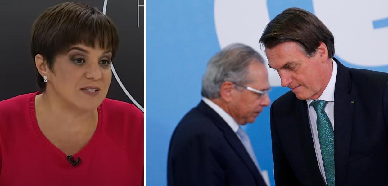 Vera Magalhães, Paulo Guedes e Jair Bolsonaro (Foto: Reprodução | Reuters) Vera Magalhães, Paulo Guedes e Jair Bolsonaro