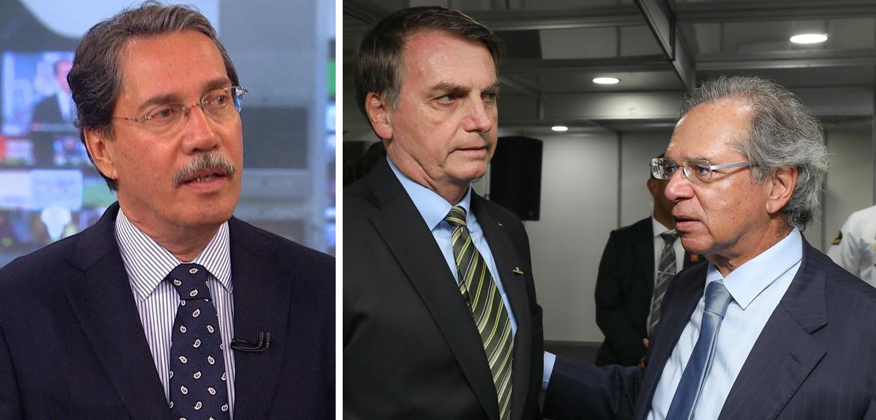 Merval Pereira e Jair Bolsonaro com Paulo Guedes (Foto: Reprodução | Marcos Corrêa/PR) Merval Pereira e Jair Bolsonaro com Paulo Guedes