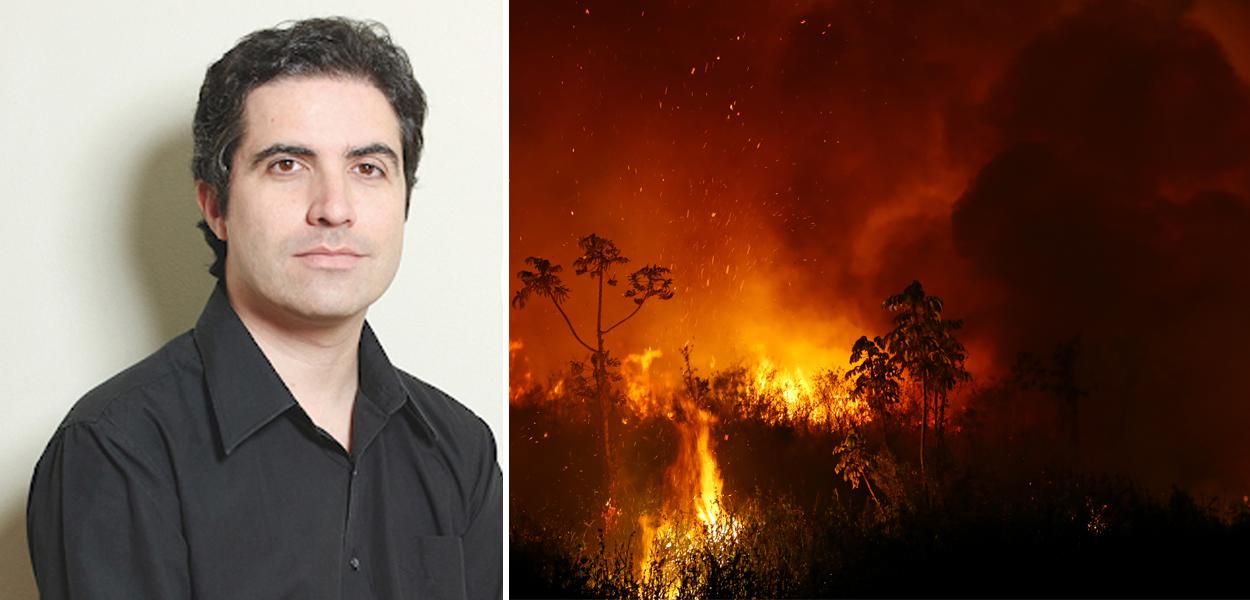 Bernardo Mello Franco e queimada no Pantanal (Foto: Reprodução | REUTERS/Amanda Perobelli) Bernardo Mello Franco e queimada no Pantanal