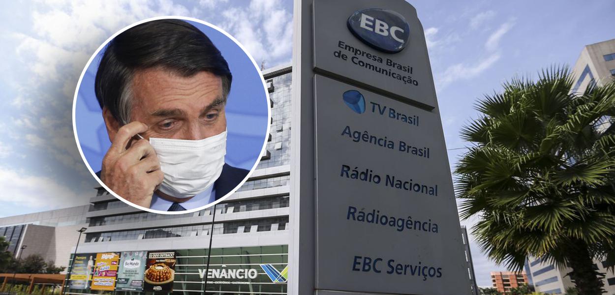 Jair Bolsonaro e fachada da EBC (Foto: Reuters | Agência Brasil) www.brasil247.com - Jair Bolsonaro e fachada da EBC