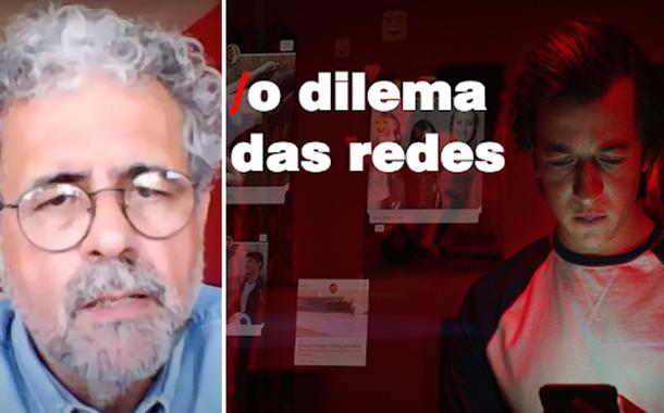 Roberto Moraes e cartaz do filme "O dilema das redes" (Foto: Reprodução) Roberto Moraes e cartaz do filme "O dilema das redes"
