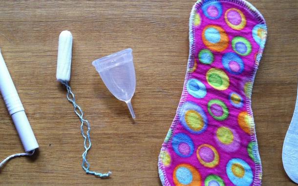 Coletor menstrual e diferentes tipos de absorvente (Foto: Reprodução) Coletor menstrual e diferentes tipos de absorvente