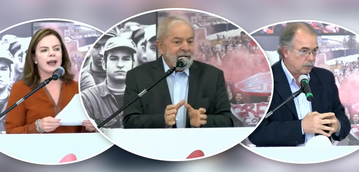 Gleisi Hoffmann, Lula e Aloizio Mercadante (Foto: Reprodução) www.brasil247.com - Gleisi Hoffmann, Lula e Aloizio Mercadante