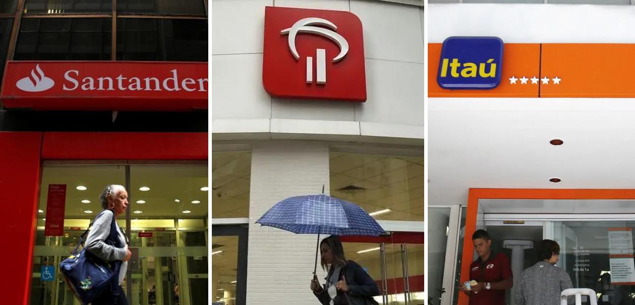 Fachadas dos bancos Santander, Bradesco e Itaú (Foto: Reuters) Fachadas dos bancos Santander, Bradesco e Itaú